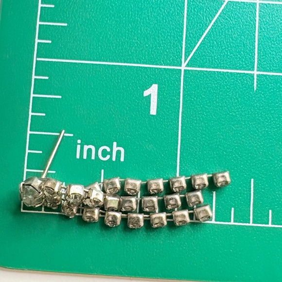 Vintage Paste Rhinestone Dangle Earrings Pierced - Picture 5 of 5